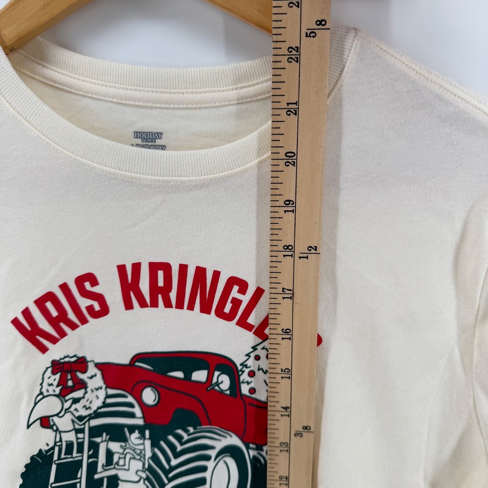 Holiday Time Long Sleeve T Shirt Kris Kringle Monster Truck Kid L 10 12 Husky NT - Picture 5 of 8